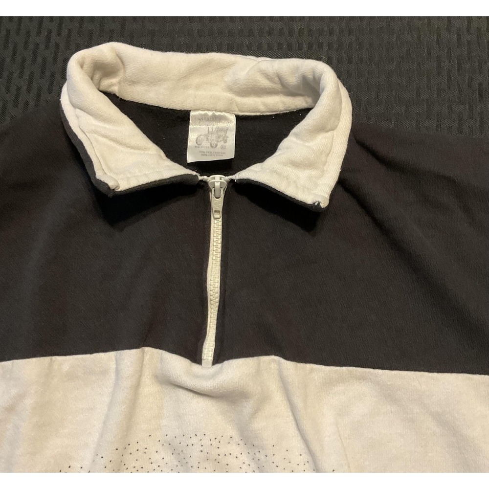 Vintage San Francisco Sweatshirt Mens Large White Black Quarter Zip Made USA 90s - Picture 4 of 10